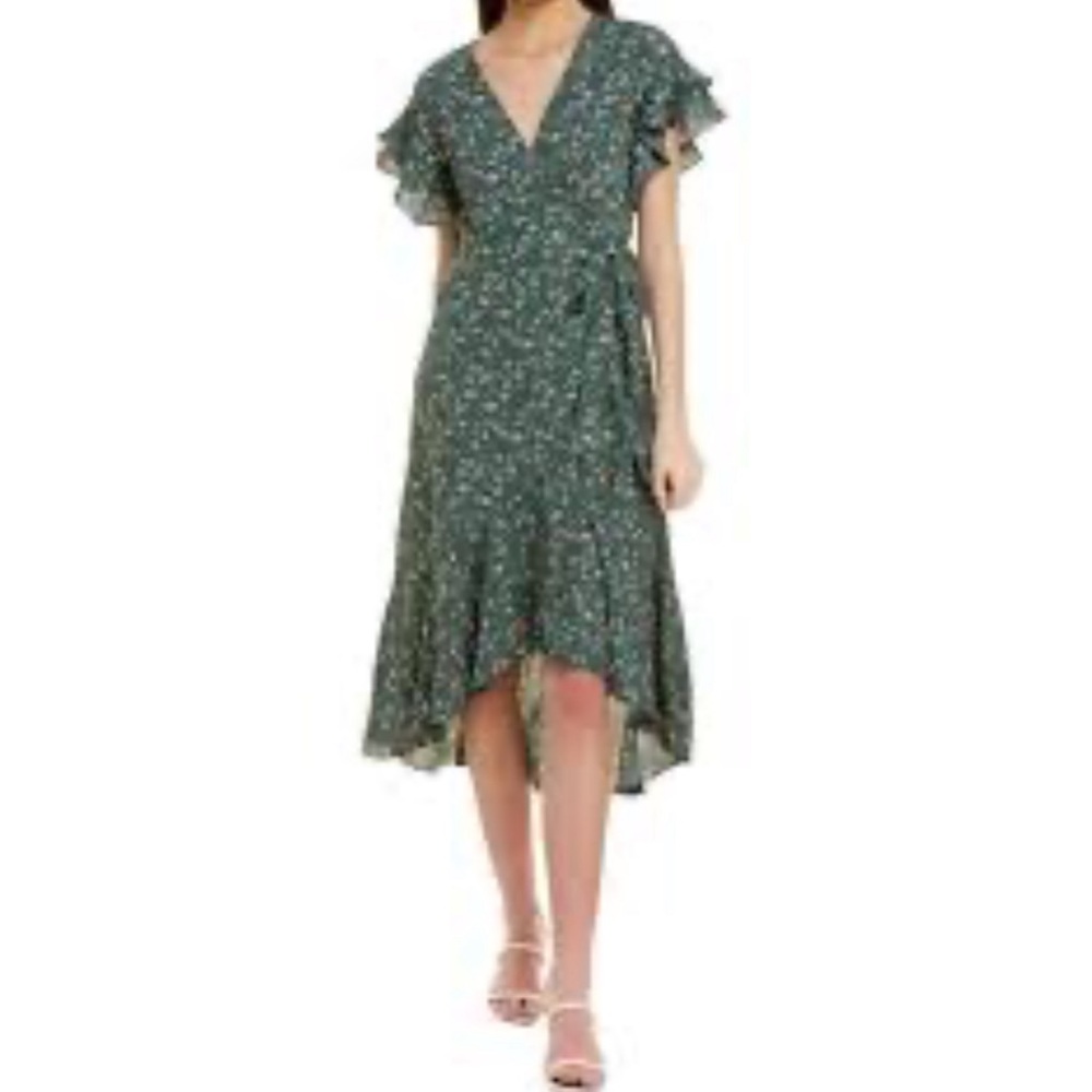 Max studio ruffle wrap dress high low -M